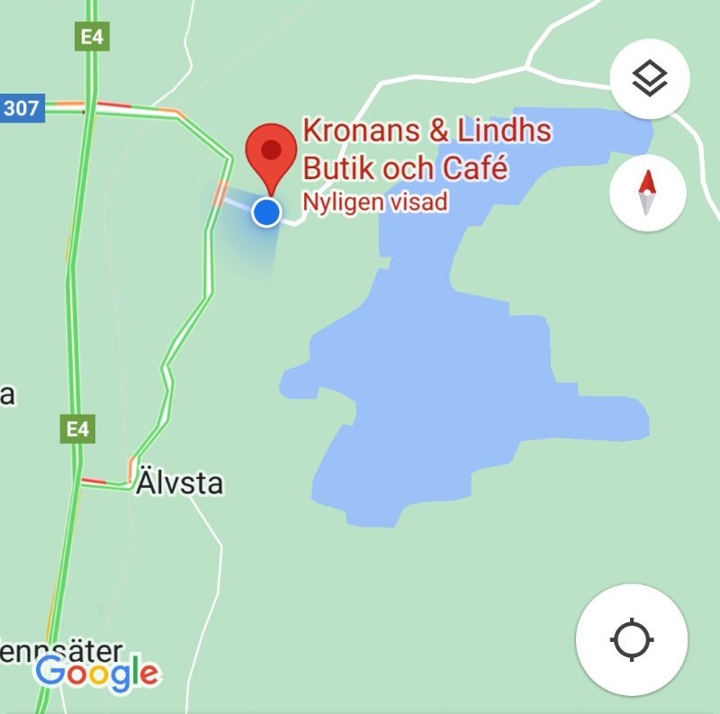 Kronan & Linds Butik o Caf, Karta jttendal
